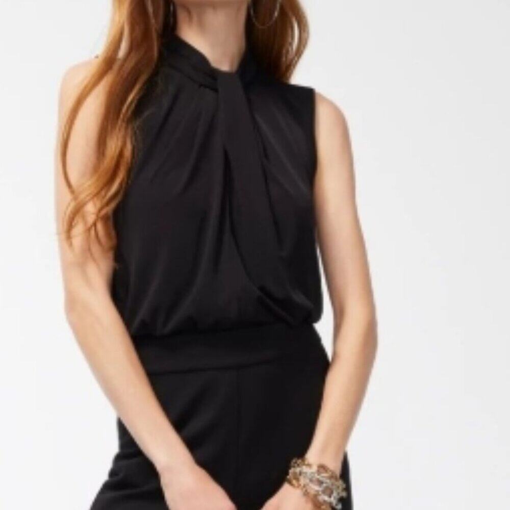 Chico's Black Label Twist Neck Top Black S